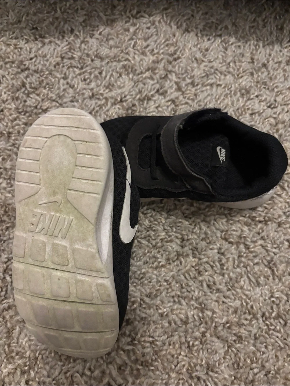 Nike Kids Black and White Velcro Athletic Sneaker